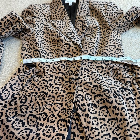 Good American Velvet Leopard Blazer Jacket Animal Print Neutral Career SMALL - Picture 9 of 15